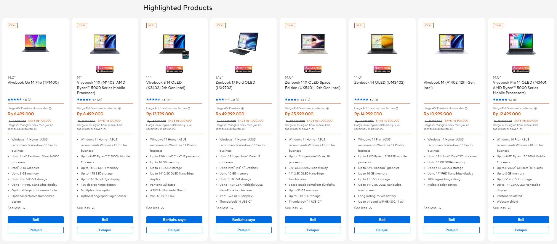 Beli Laptop di ASUS Online Store