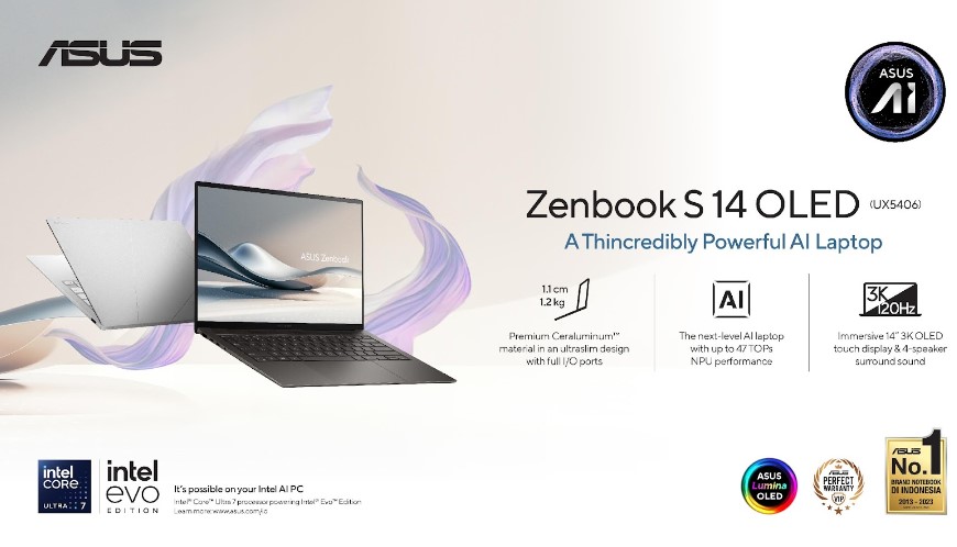 ASUS Zenbook S 14 OLED: Laptop Tipis Premium dengan Performa AI Canggih, Sudah Bisa Dipesan Sekarang!