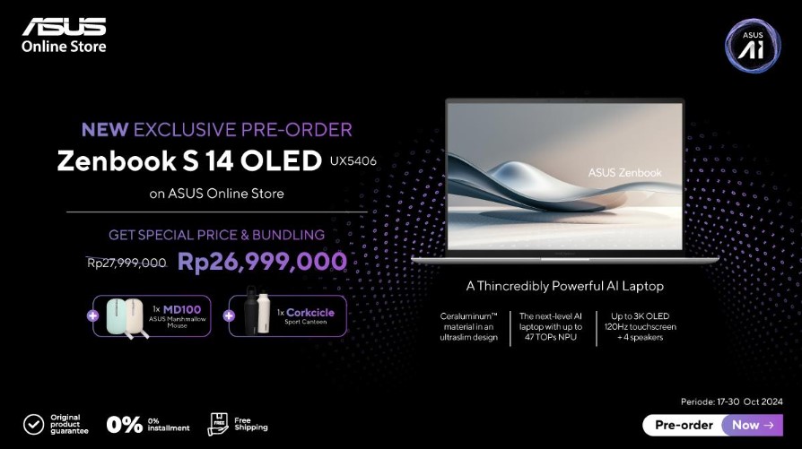 ASUS Zenbook S 14 OLED: Laptop Tipis Premium dengan Performa AI Canggih, Sudah Bisa Dipesan Sekarang!