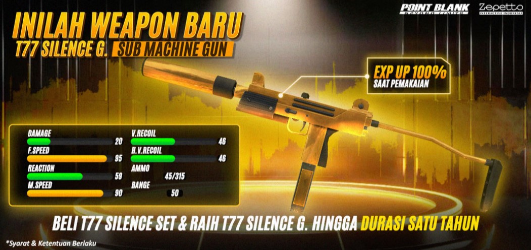 Point Blank Luncurkan Senjata Sub Machine Gun Mematikan Baru, T77 Silence Gold