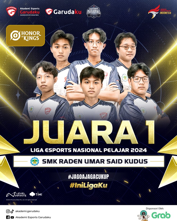 Profil Tim SMK Raden Umar Said Kudus: Juara Esports Nasional Pelajar 2024 di Kategori Honor of Kings
