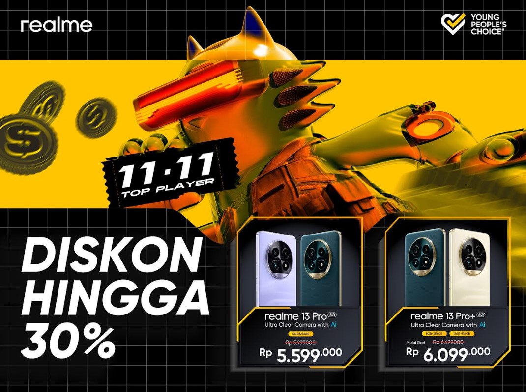 Rayakan 11.11, realme Beri Diskon Hingga 30% dan Flash Sale Mulai Rp11 Ribu!