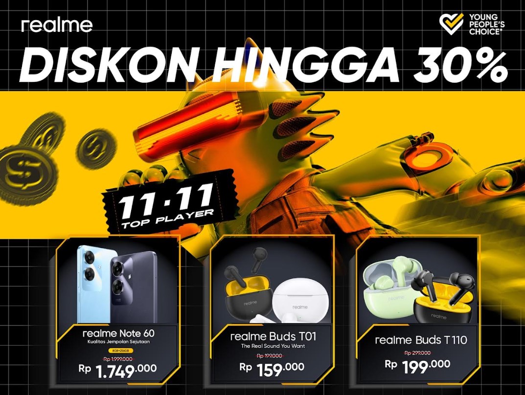 Rayakan 11.11, realme Beri Diskon Hingga 30% dan Flash Sale Mulai Rp11 Ribu!