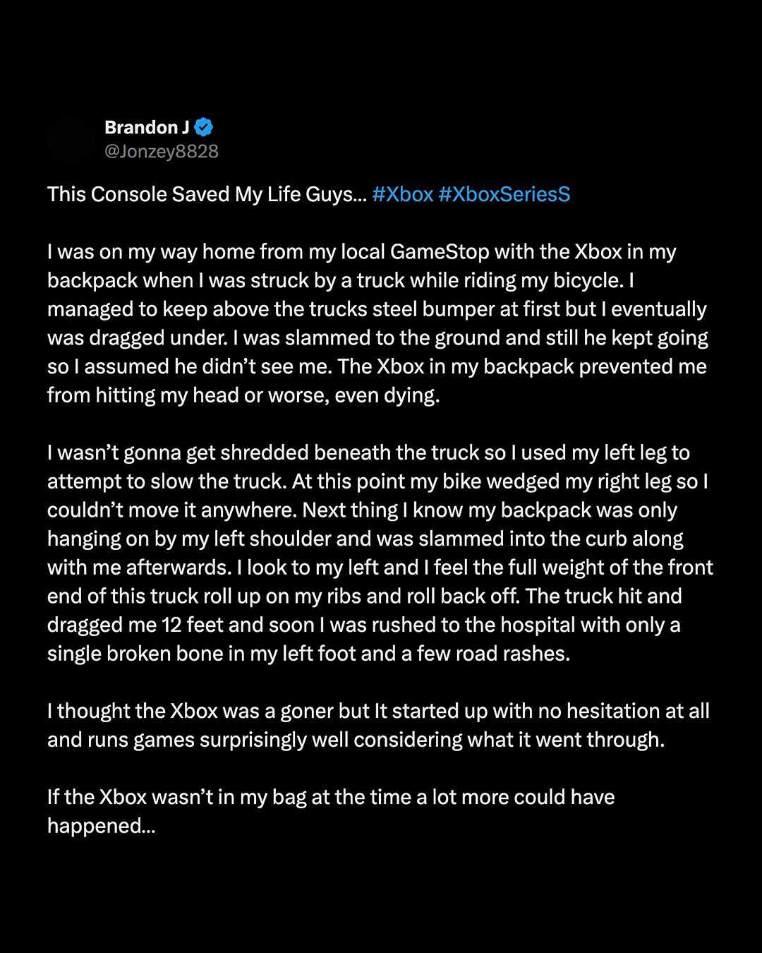 Xbox Series S Selamatkan Nyawa Seorang Pemain dari Kecelakaan Tragis