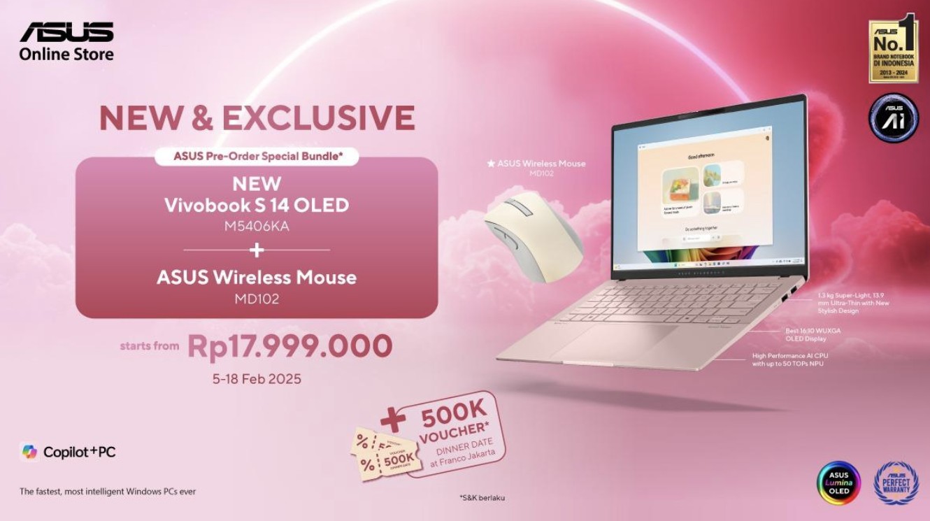 ASUS Vivobook S 14 OLED: Laptop AI Tipis & Powerful dengan AMD Ryzen AI 7 350 Pertama di Indonesia