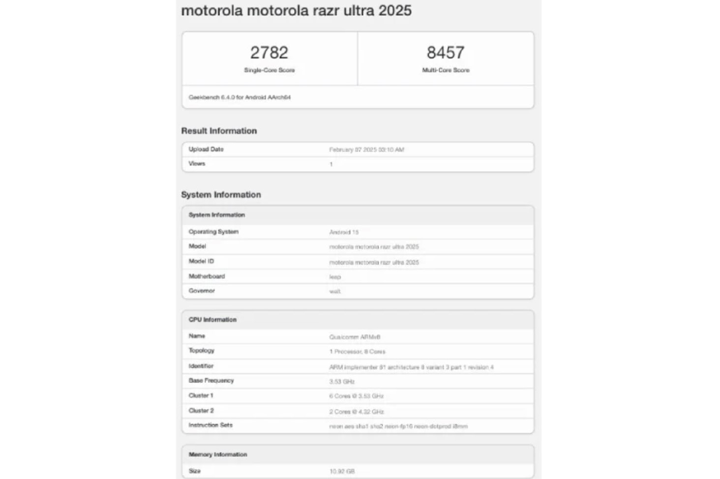 Motorola Razr Ultra 2025 Muncul di Geekbench, Gunakan Snapdragon 8 Elite