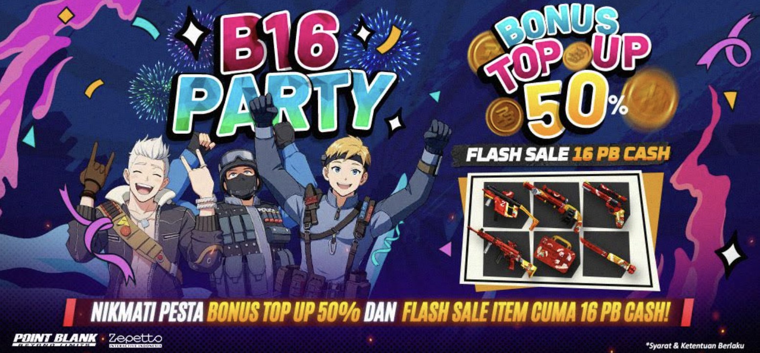 Point Blank Rayakan Ulang Tahun ke-16 dengan Bonus Top Up 50% dan Flash Sale Spesial!