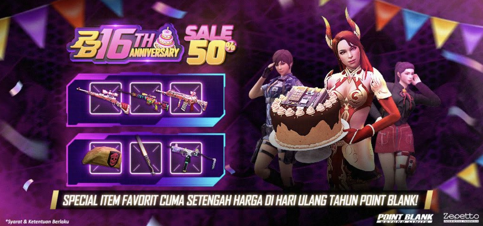 Point Blank Rayakan Ulang Tahun ke-16 dengan Bonus Top Up 50% dan Flash Sale Spesial!