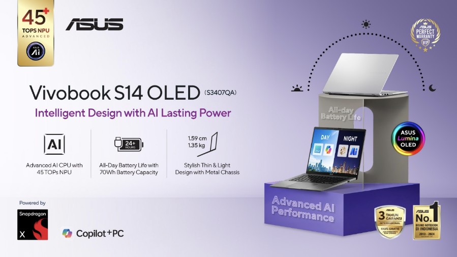 ASUS Resmi Luncurkan Vivobook S14 OLED (S3407QA) AI Copilot+ di Indonesia