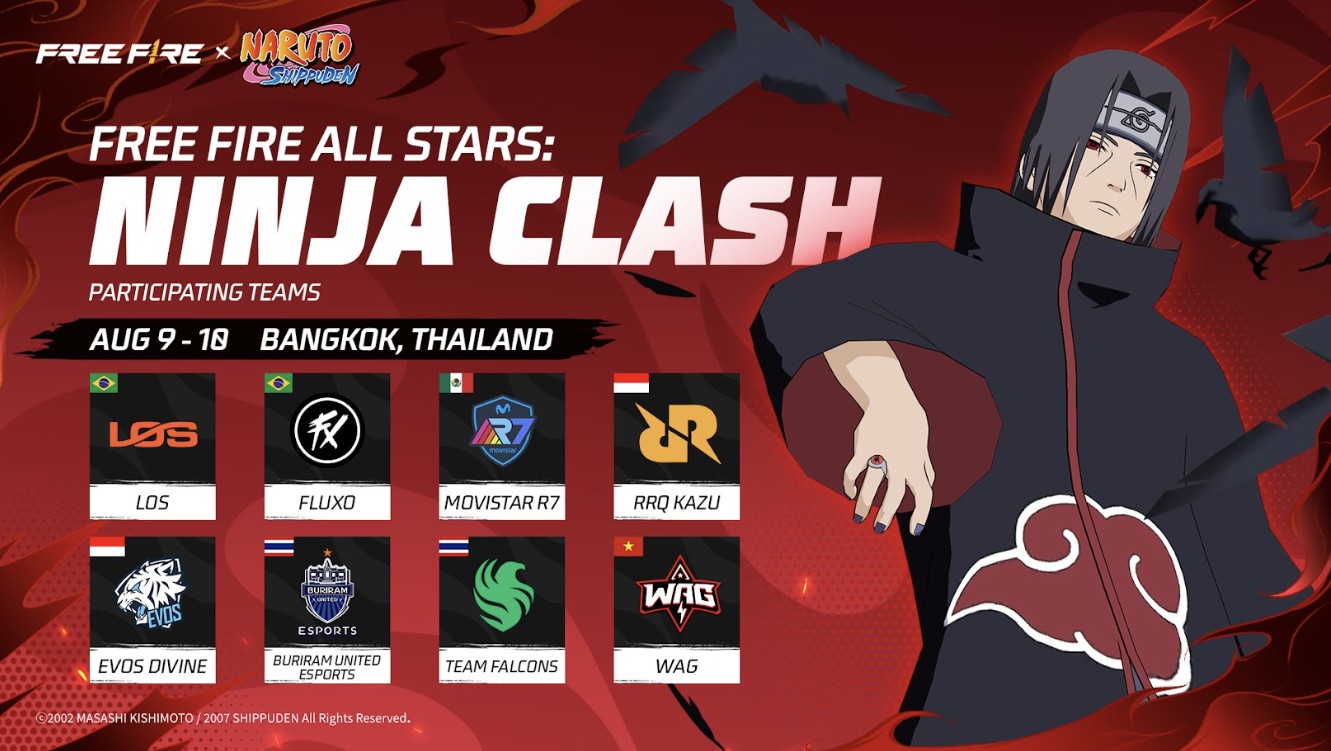 Free Fire x NARUTO SHIPPUDEN Chapter 2 Hadir 30 Juli–31 Agustus 2025, Pertempuran Ninja Dimulai!