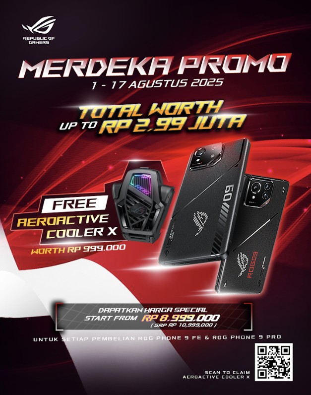 ROG Phone 9 Series Hadirkan Promo Merdeka: Diskon Hingga 2 Juta & AeroActive Cooler X Gratis!