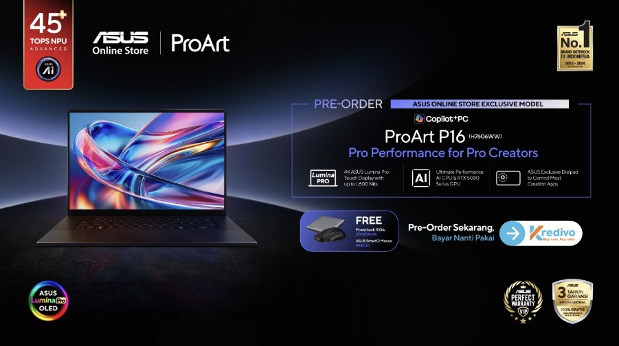 ASUS ProArt P16 Resmi Hadir di Indonesia, Laptop untuk Kreator Profesional