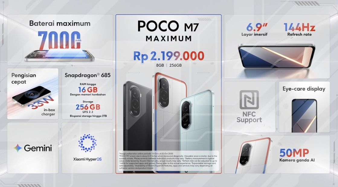 POCO M7 Resmi Meluncur di Indonesia: Baterai 7.000 mAh, Performa Maksimal untuk Gamer Sejati
