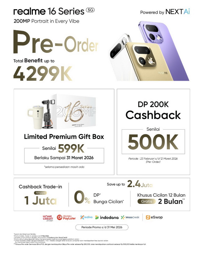 Resmi Meluncur 10 Maret, realme 16 Series 5G Bawa Standar Baru Fotografi Mobile Lewat Kamera 200MP