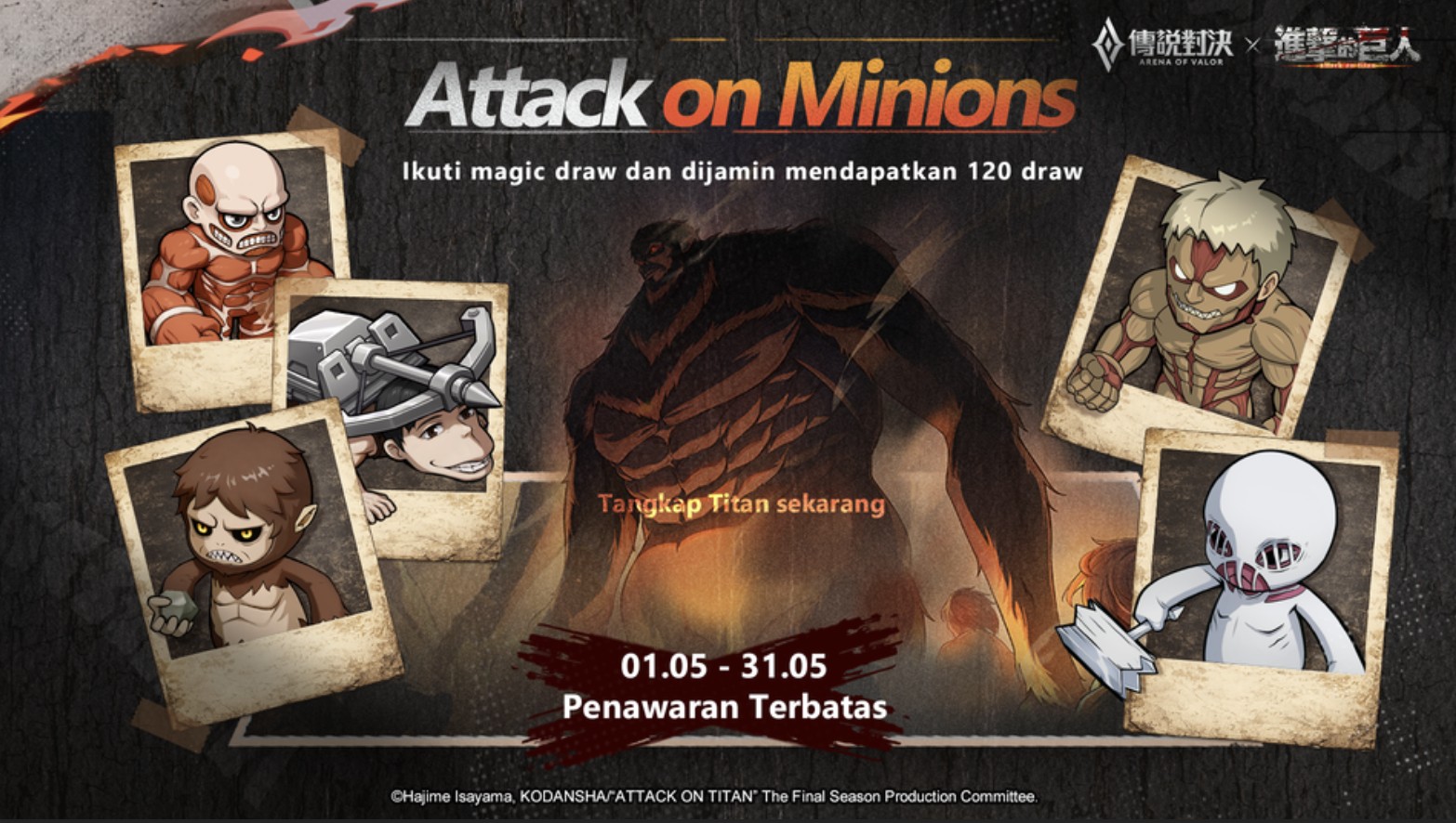 Shinzou wo Sasageyo! Kolaborasi Epik Arena of Valor x Attack on Titan Resmi Guncang Athanor