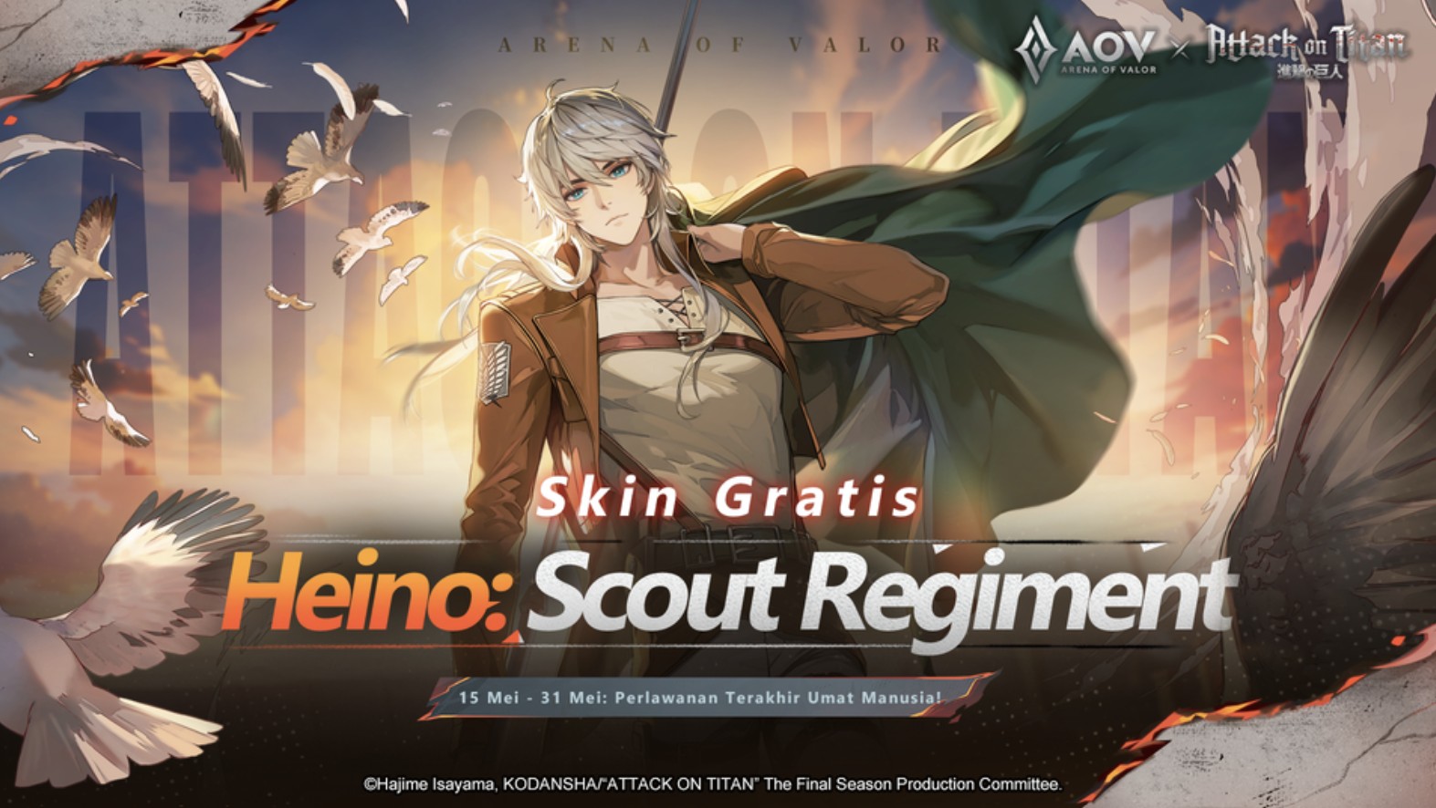 Shinzou wo Sasageyo! Kolaborasi Epik Arena of Valor x Attack on Titan Resmi Guncang Athanor