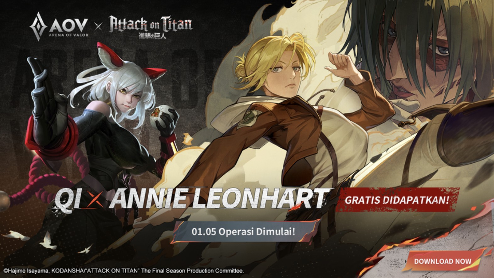 Shinzou wo Sasageyo! Kolaborasi Epik Arena of Valor x Attack on Titan Resmi Guncang Athanor