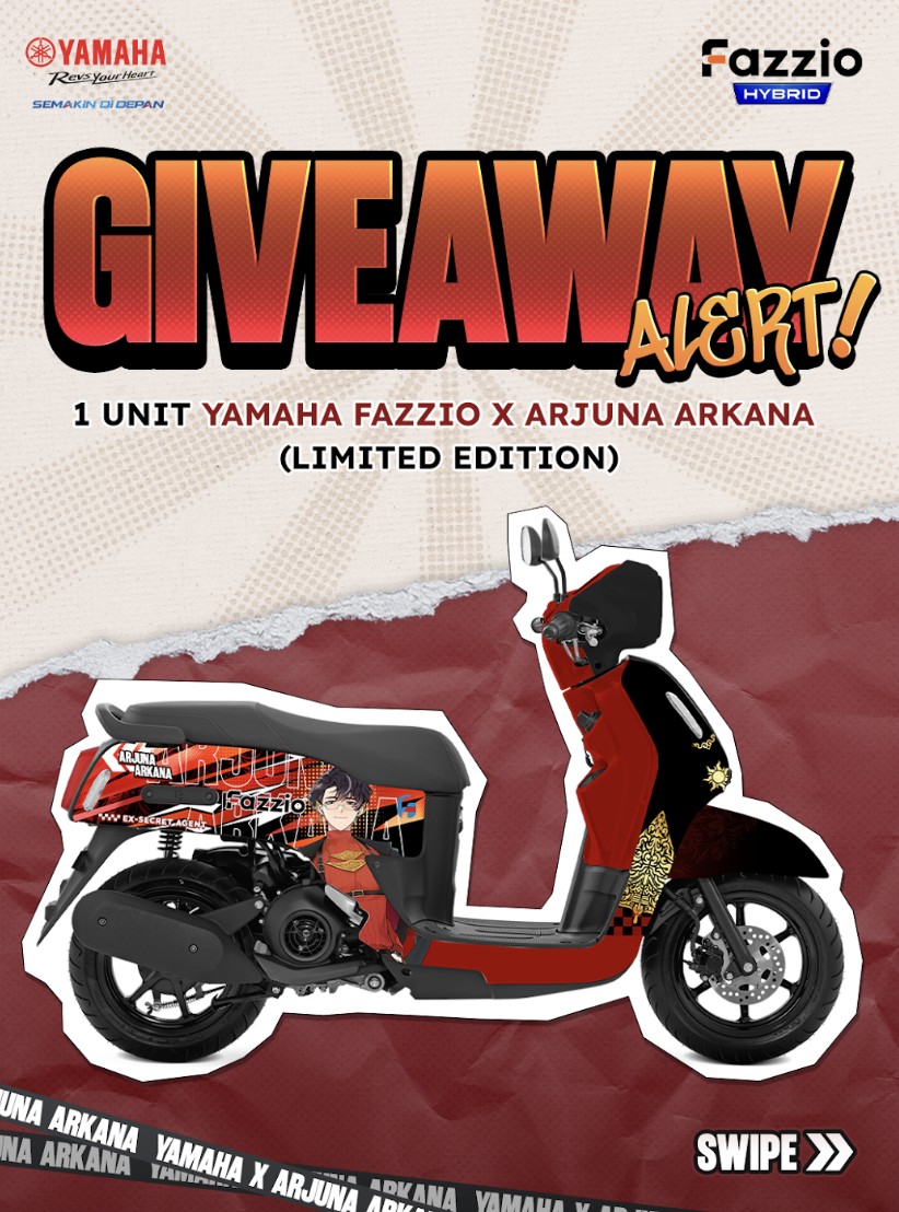 Gebrakan Otomotif di Comic Frontier 22: Yamaha Fazzio Gandeng VTuber Arjuna Arkana!