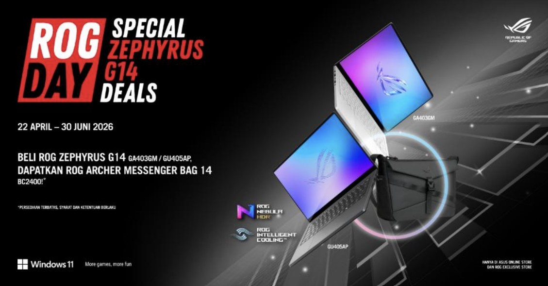 Laptop Gaming AI Ultra-Portable Terbaik, ASUS ROG Zephyrus G14 (GU405) Resmi Hadir di Indonesia