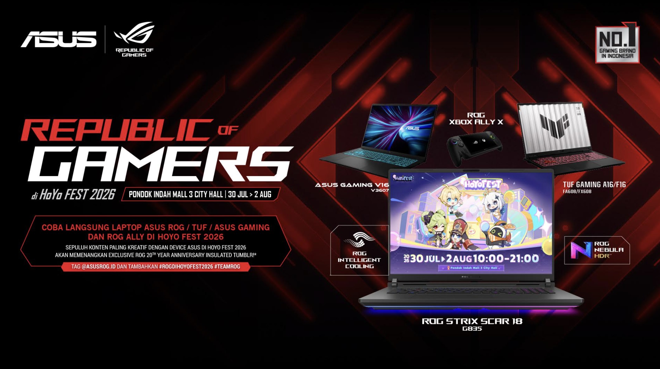 Gebrakan ASUS ROG di HoYo FEST 2026: Hadirkan Pengalaman Main Game HoYoverse Paling "Rata Kanan"