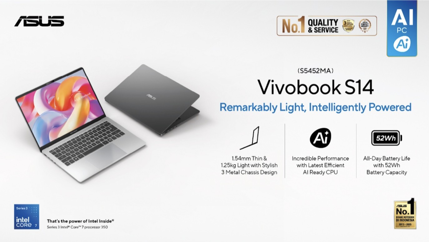 ASUS Vivobook S14 Baru Hadir dengan Intel Core Series 3 dan Baterai 20 Jam